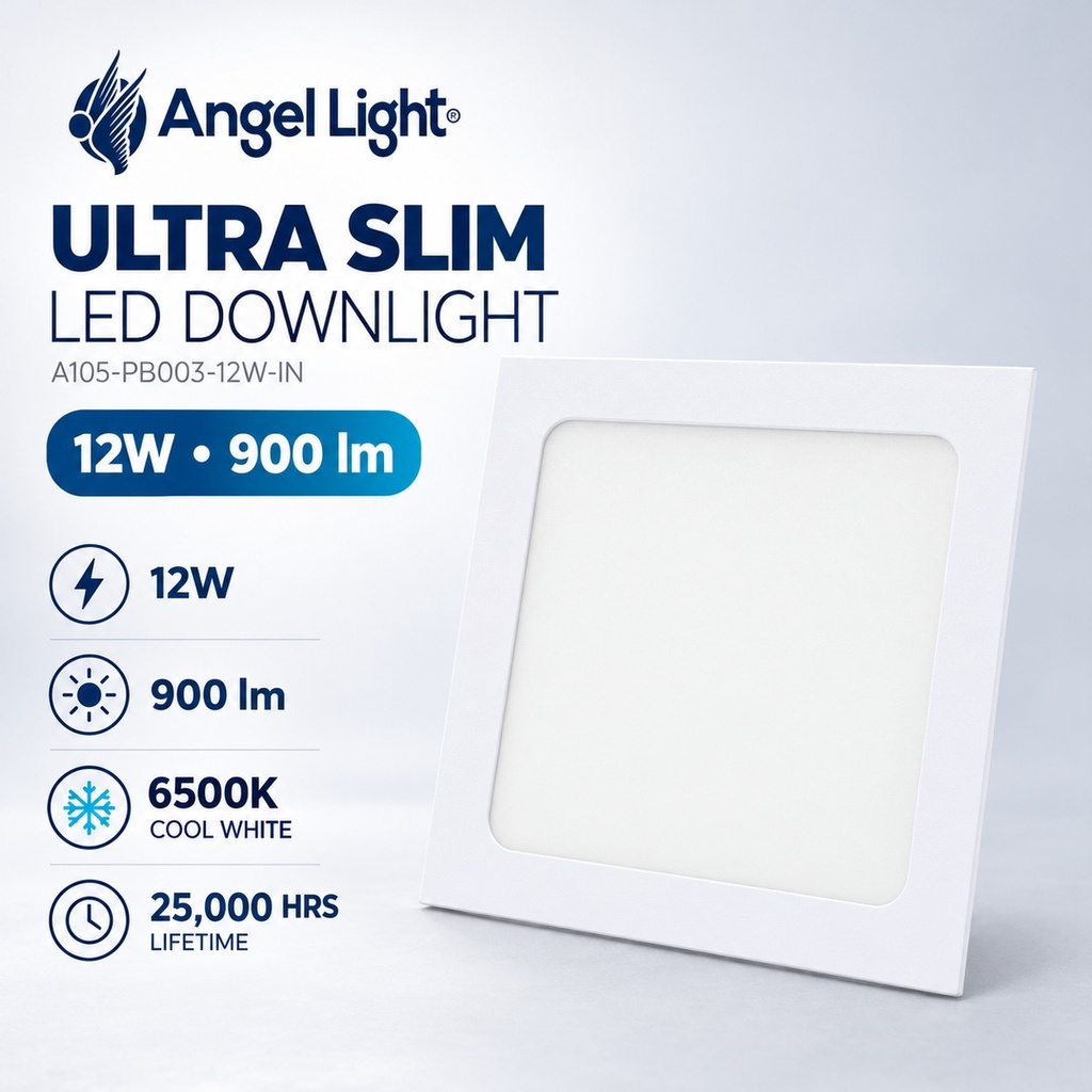 LED square recessed panel light 167mm 12w 6400K white