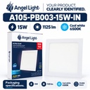 LED square recessed panel light 195mm 15w 6400K white