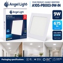 LED square recessed panel light 144mm 9w 6400K white