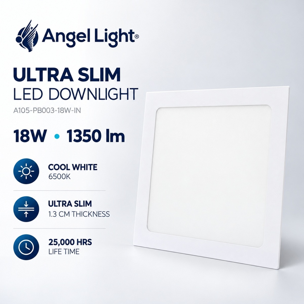 LED square recessed panel light 218mm 18w 6400K white