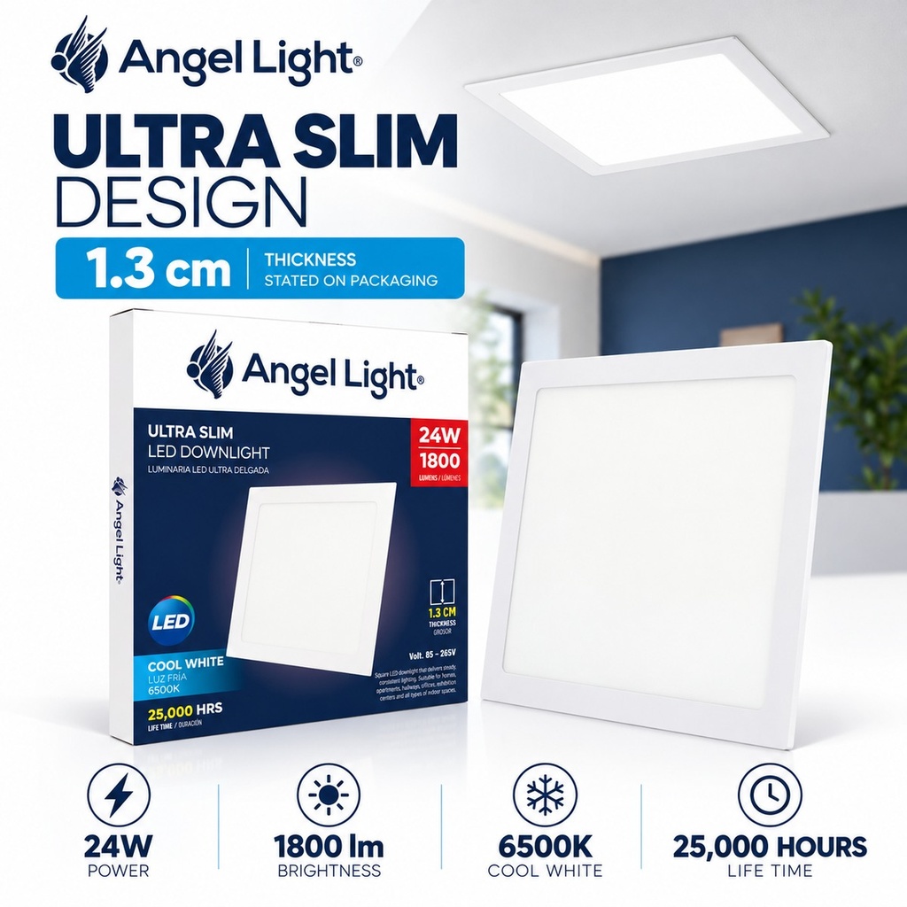 LED square recessed panel light 292mm 24w 6400K white