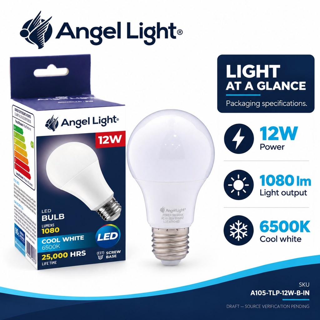 LED BULB A60 12W 6400K-2 Year Warranty
