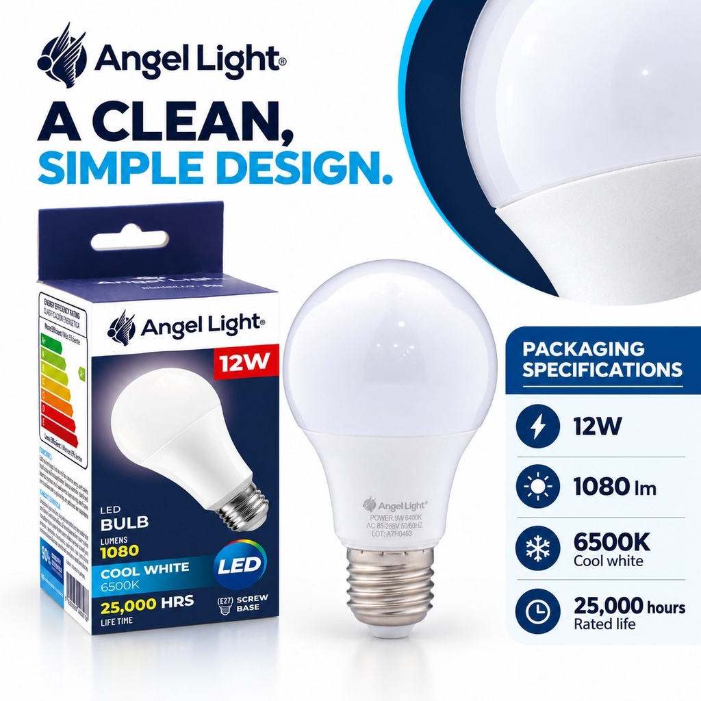 LED BULB A60 12W 6400K-2 Year Warranty