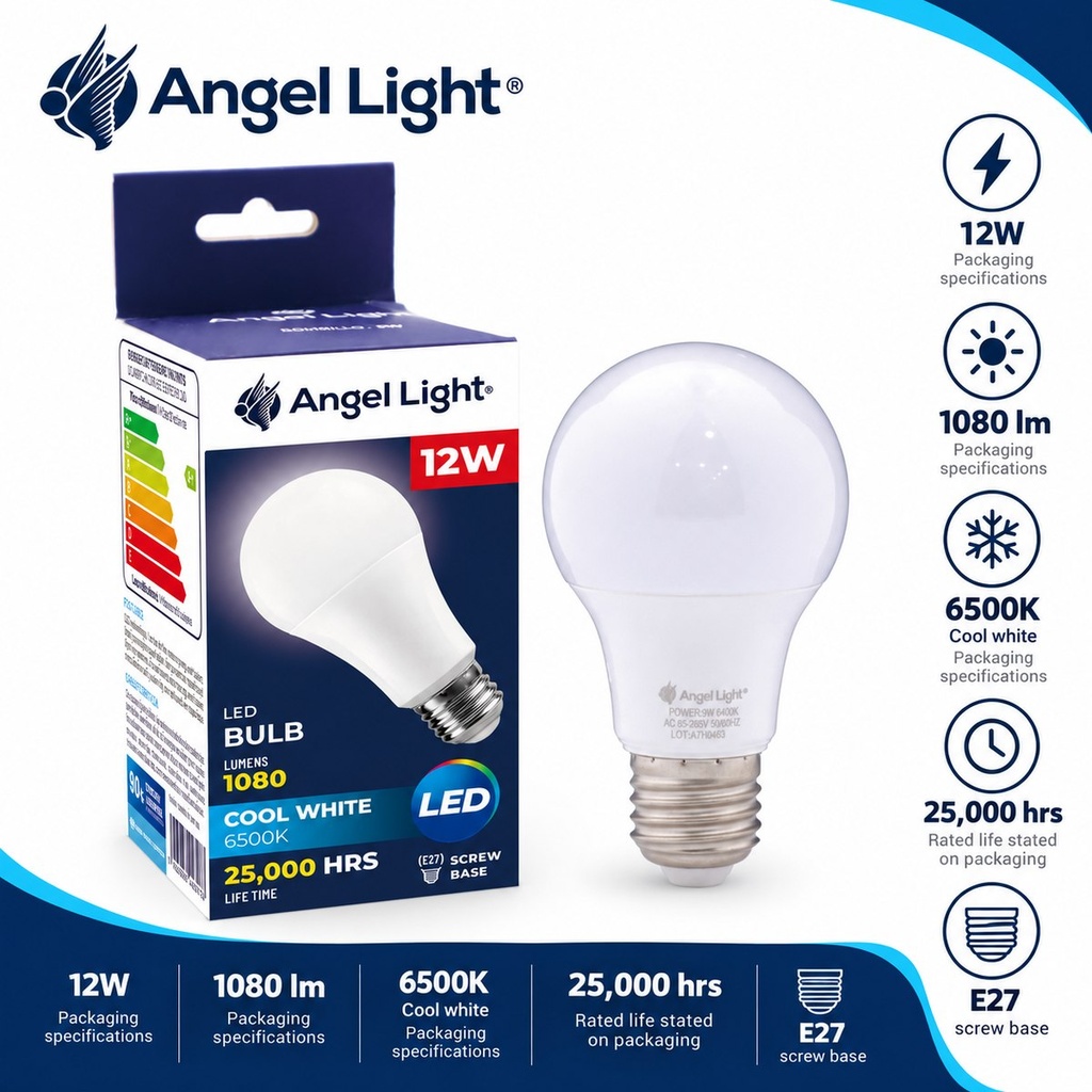 LED BULB A60 12W 6400K-2 Year Warranty