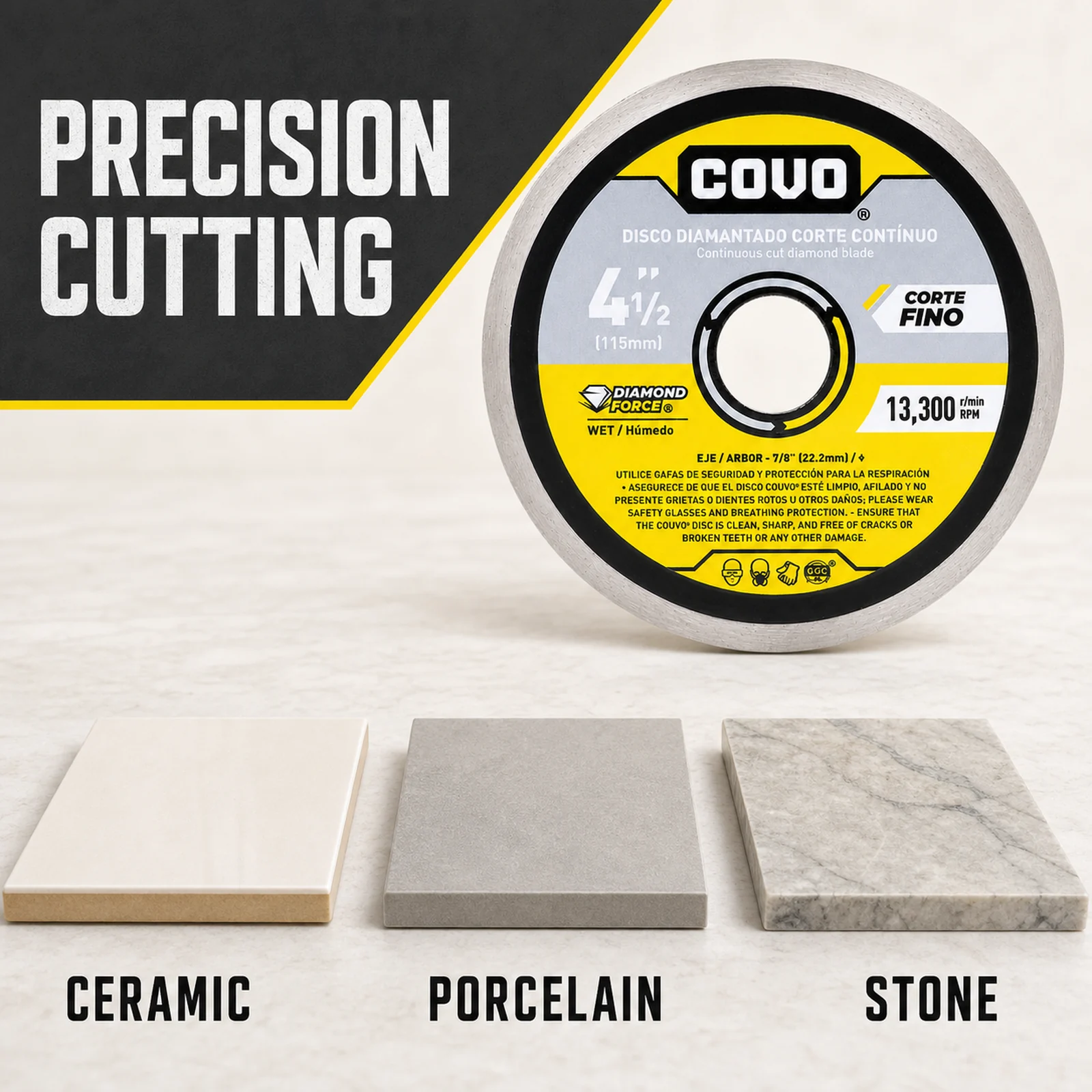 Continuous Rim Diamond Blade / For Smooth Concrete / Wet / 1 Piece / 4 1/2" (115mm)