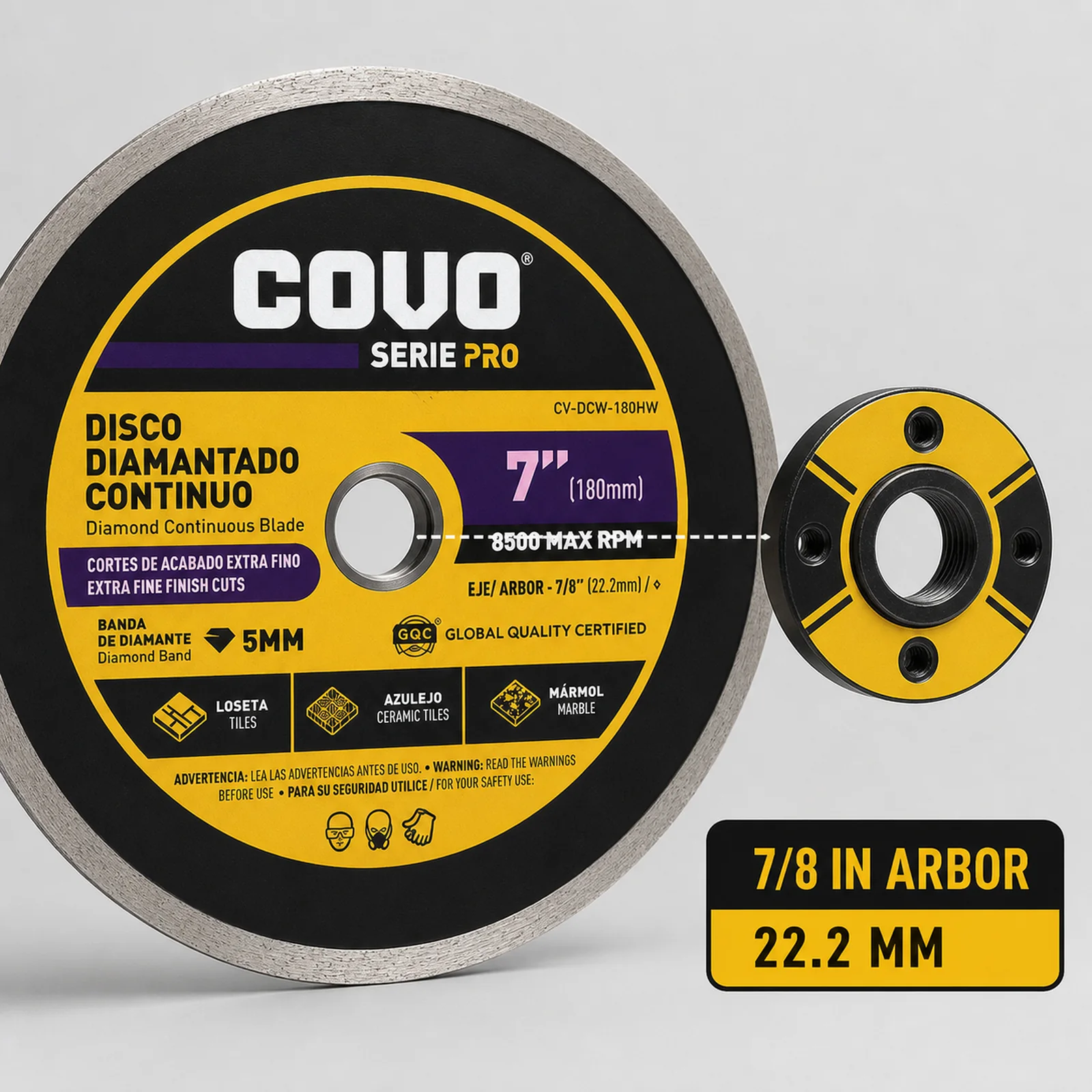 Continuous Rim Diamond Blade / For Fine Cutting / Wet / 1 Piece / 7" (180mm)