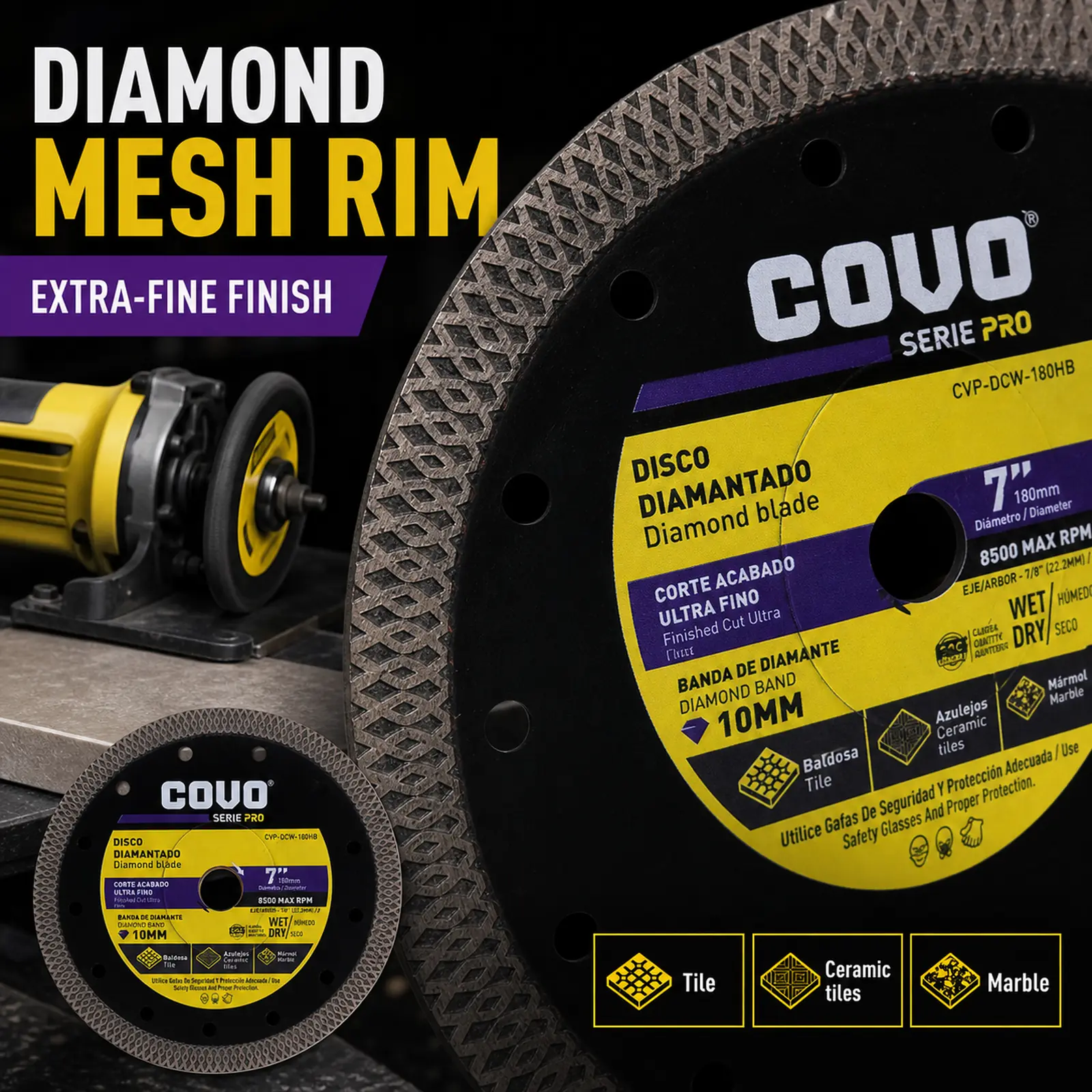Diamond Mesh Blade / For Fine Cutting / Wet & Dry / 1 Piece / 7” (180mm)