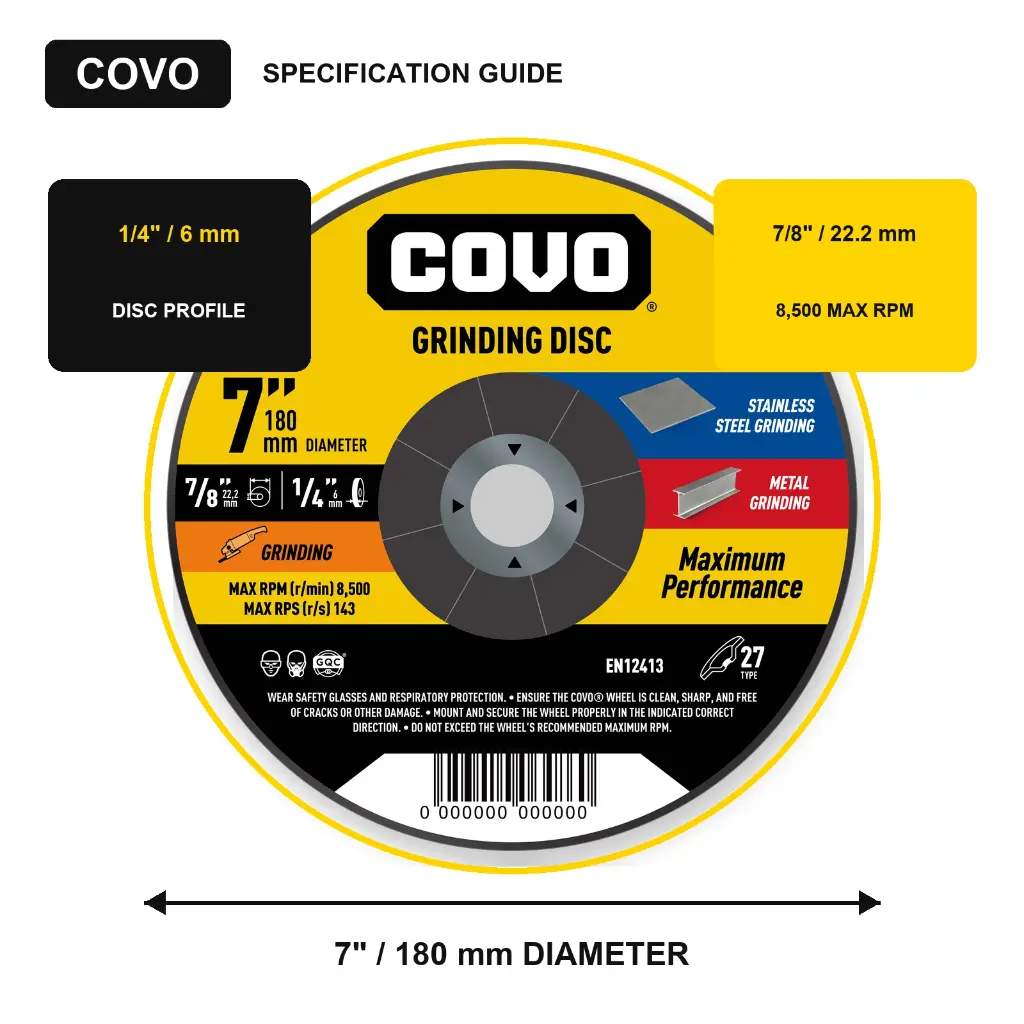 7" Grinding Disc - Metal & INOX