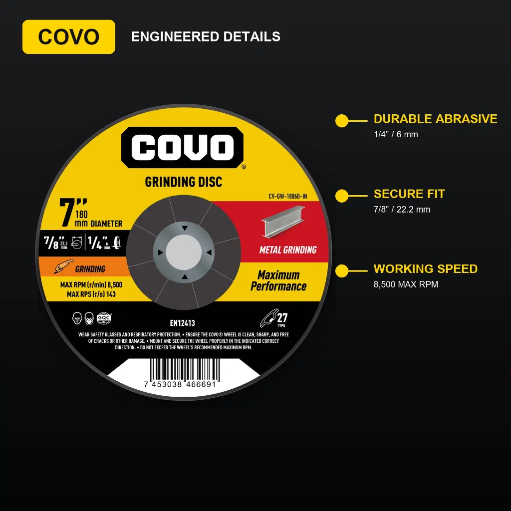 7" Grinding Disc - Metal & INOX