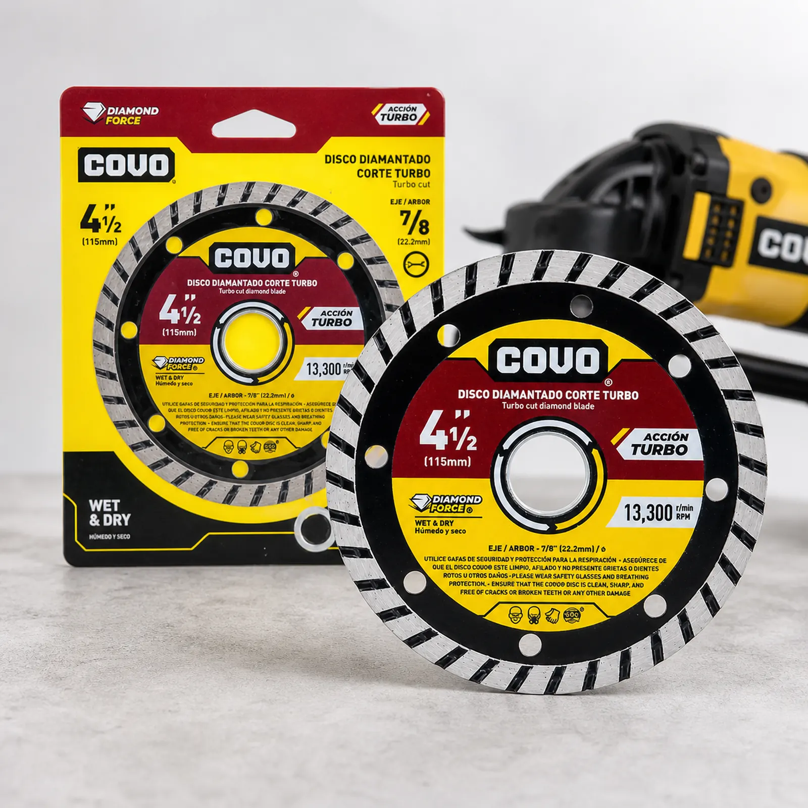 Turbo Diamond Cutting Blade / For Rough Concrete / Wet & Dry / 1 Piece / 4-1/2" (115mm)