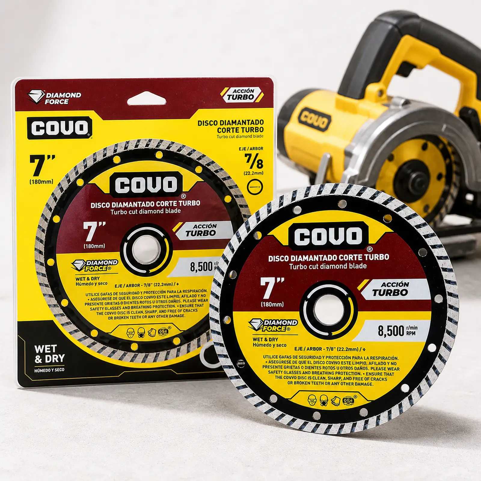 Turbo Diamond Cutting Blade / For Rough Concrete / Wet & Dry / 1 Piece / 7" (180mm)