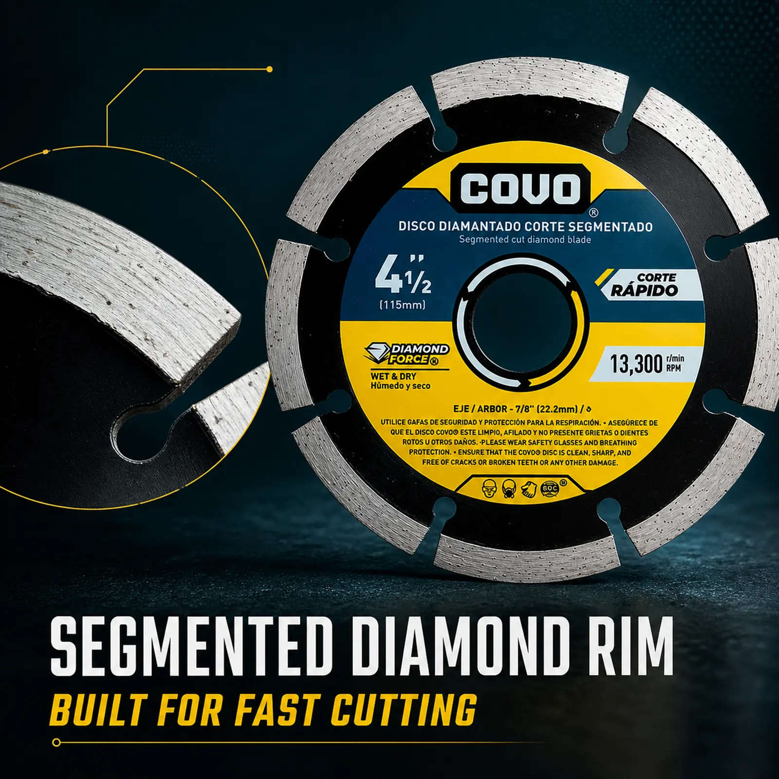 Segmented Diamond Cutting Blade / Wet & Dry / 1 Piece / 4 1/2" (115mm)