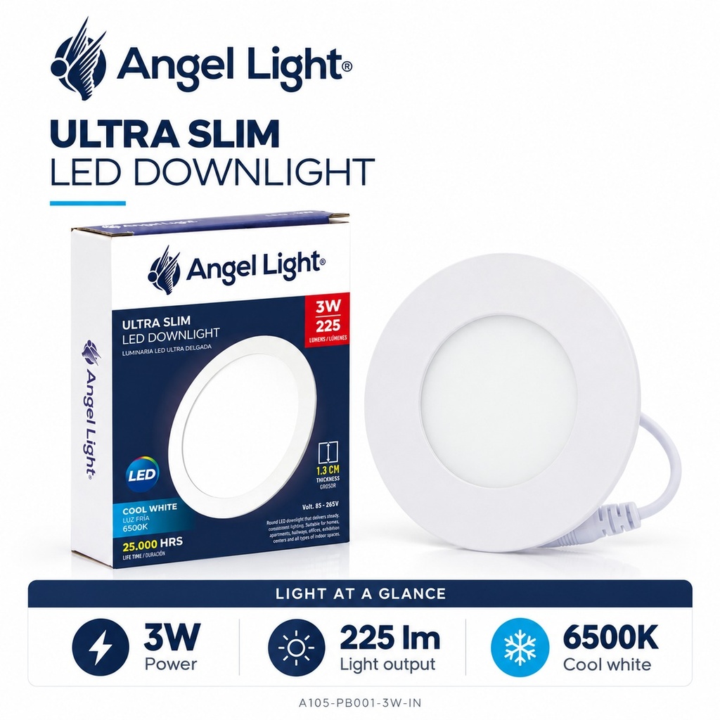 LED round recessed panel light 82mm 3w 6400K