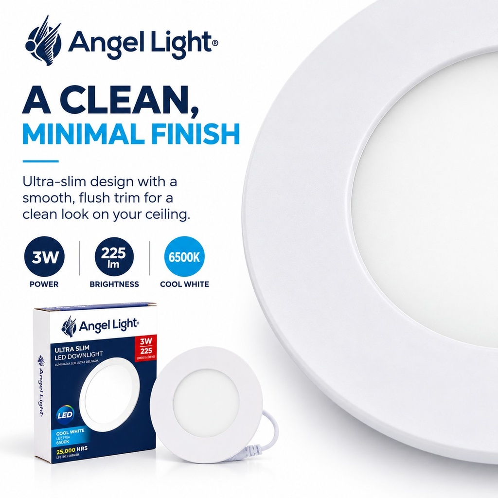 LED round recessed panel light 82mm 3w 6400K