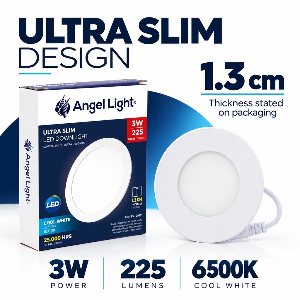 LED round recessed panel light 82mm 3w 6400K
