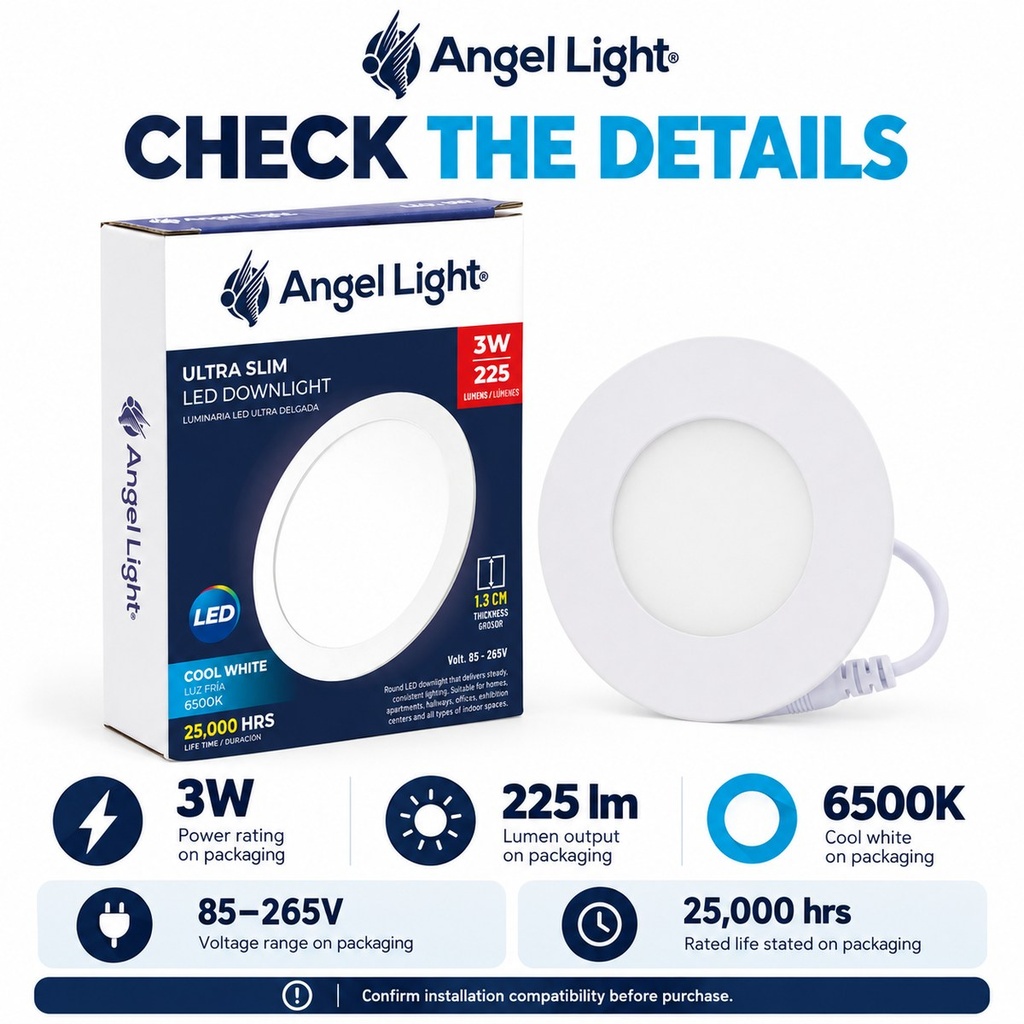 LED round recessed panel light 82mm 3w 6400K