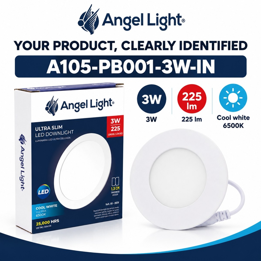 LED round recessed panel light 82mm 3w 6400K