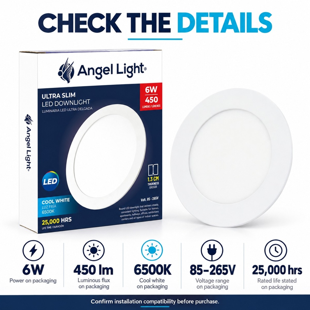 LED round recessed panel light 118mm 6w 6400K