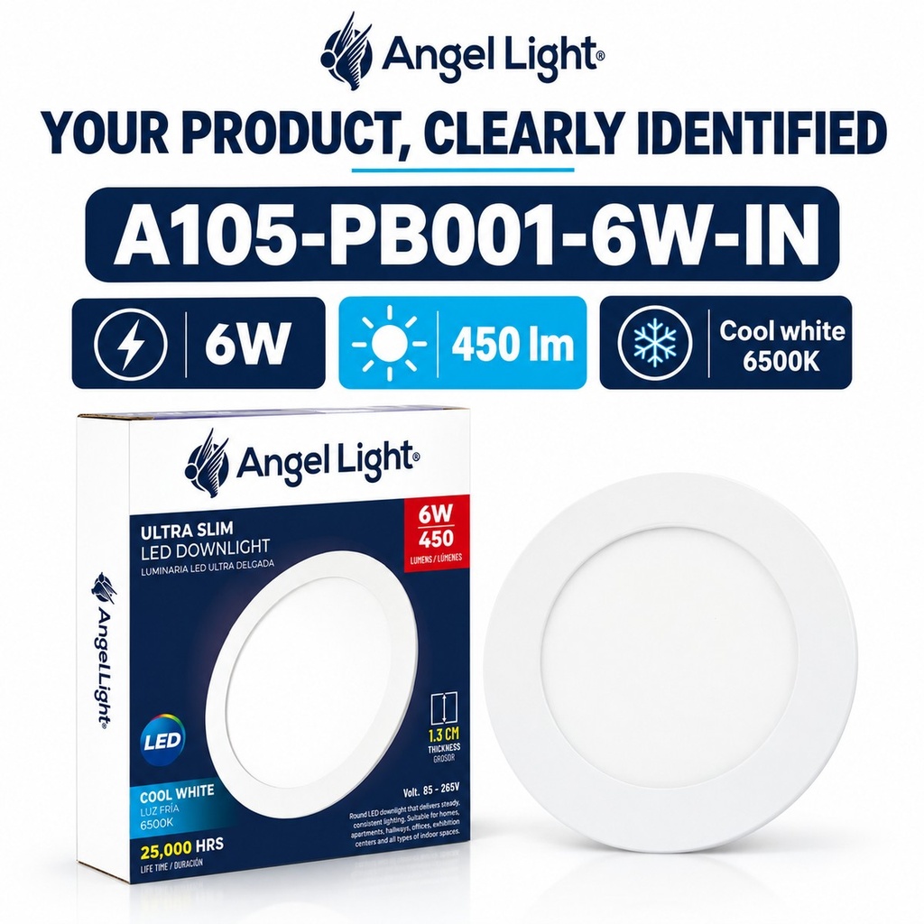 LED round recessed panel light 118mm 6w 6400K