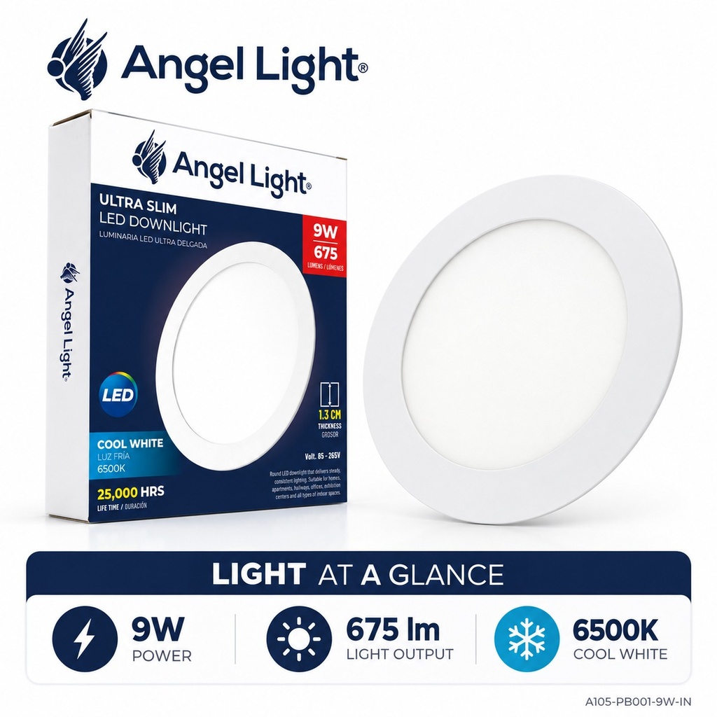 LED round recessed panel light 146mm 9w 6400K