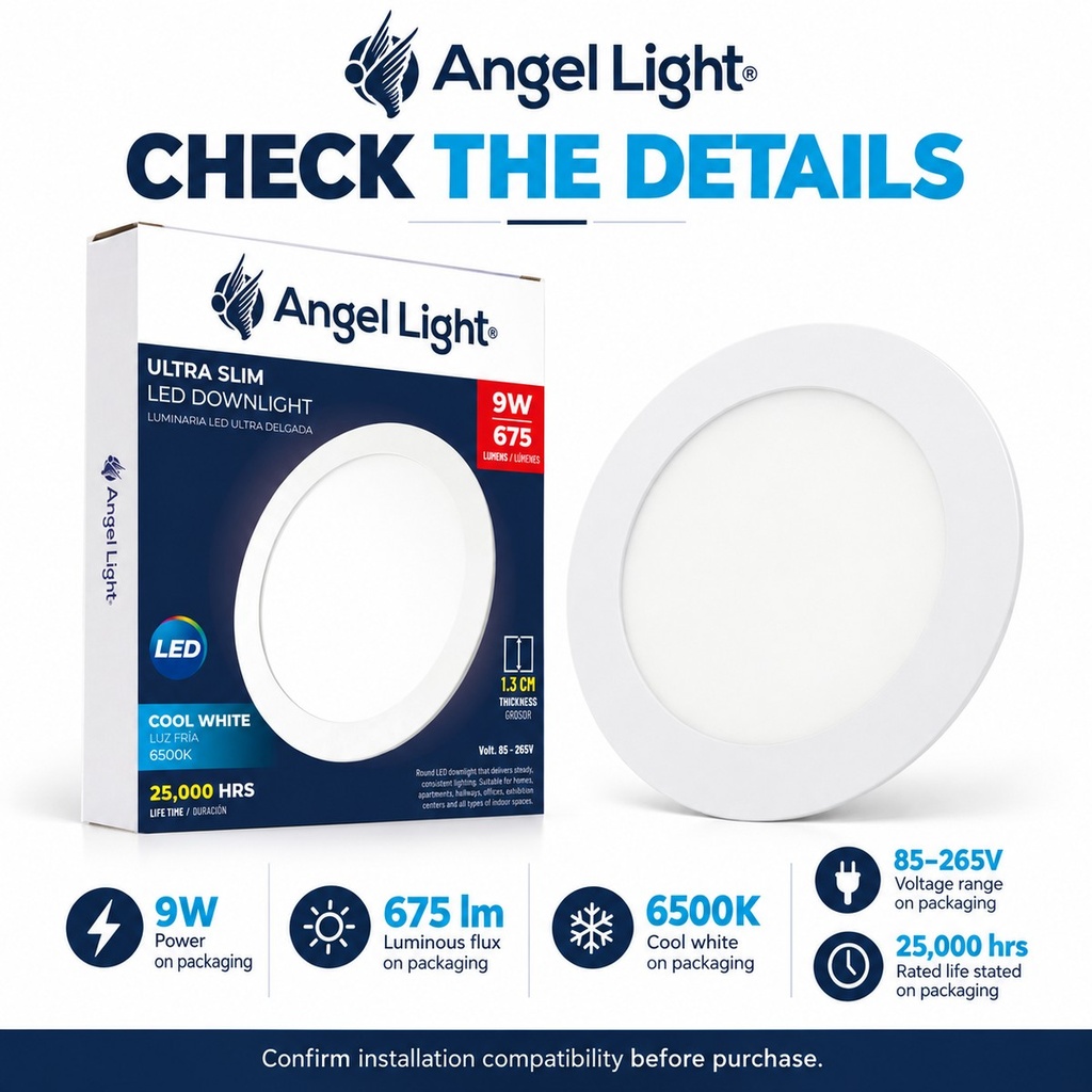LED round recessed panel light 146mm 9w 6400K