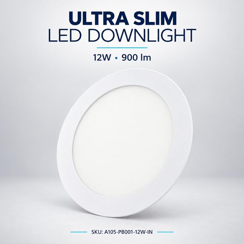 LED round recessed panel light 168mm 12W 6400K
