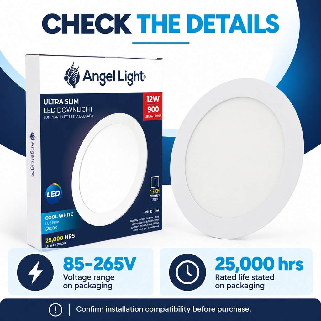 LED round recessed panel light 168mm 12W 6400K