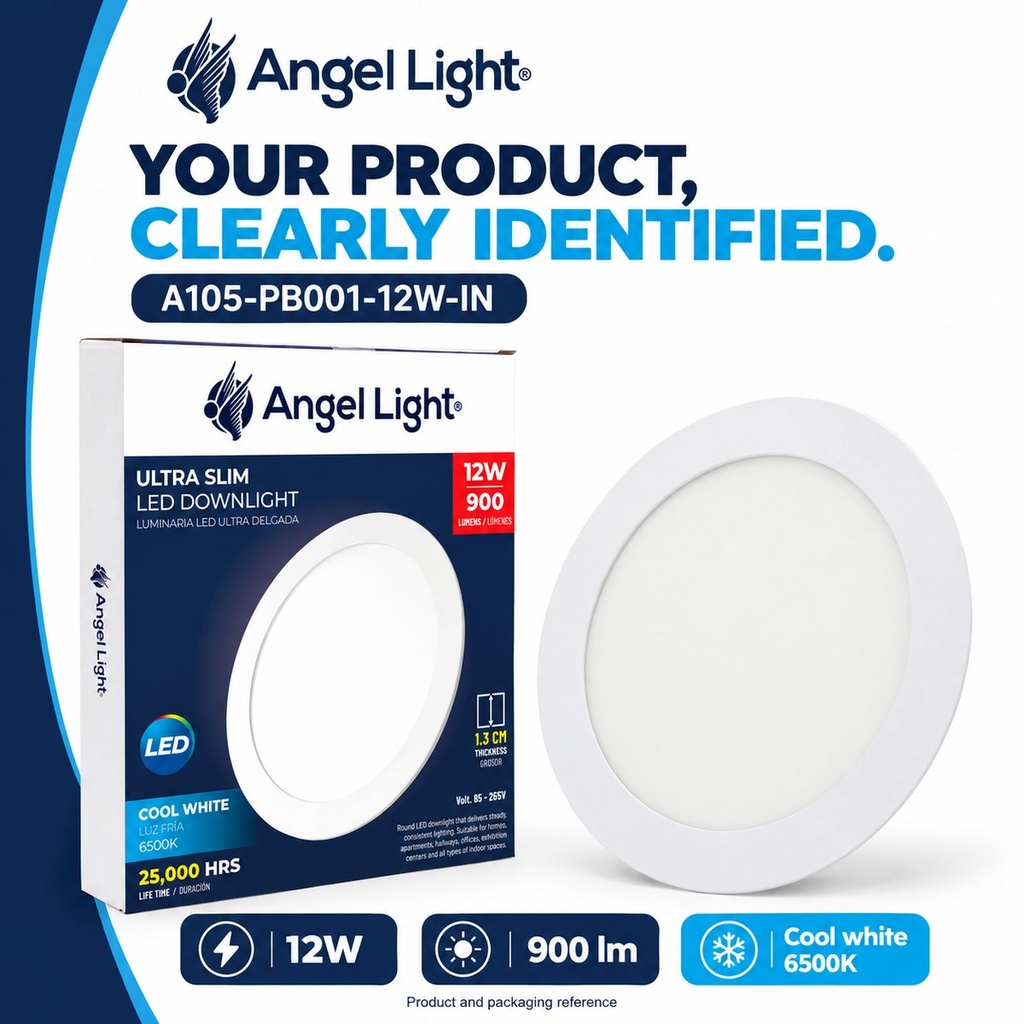 LED round recessed panel light 168mm 12W 6400K