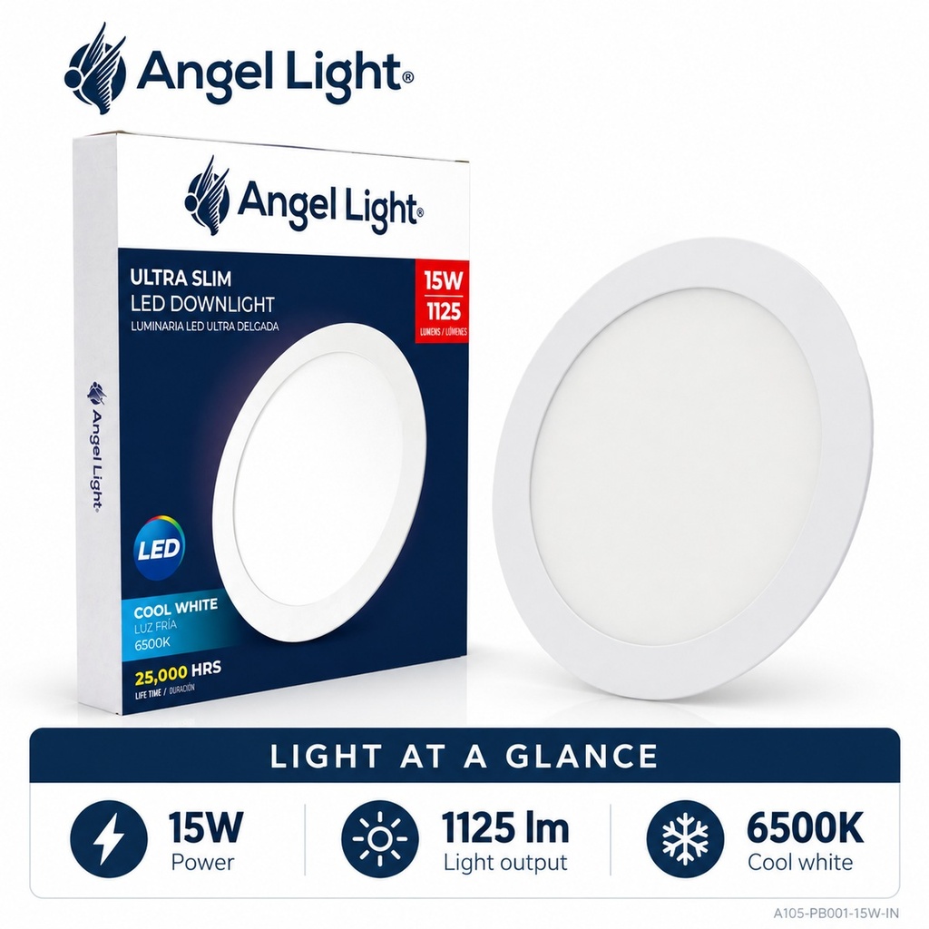 LED round recessed panel light 188mm 15W 6400K