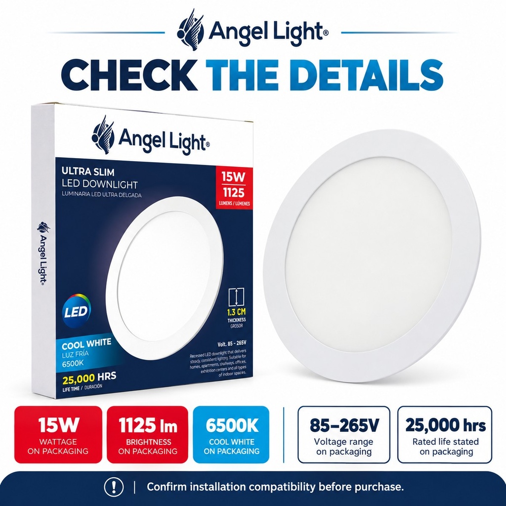 LED round recessed panel light 188mm 15W 6400K