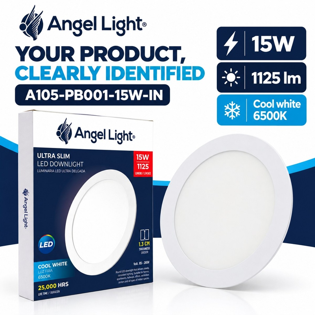 LED round recessed panel light 188mm 15W 6400K