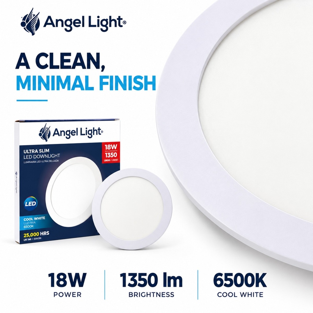 LED round recessed panel light 221mm 18w 6400K