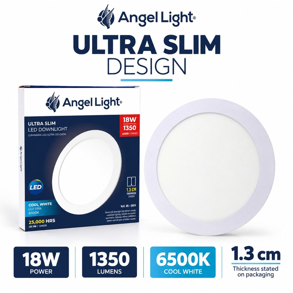 LED round recessed panel light 221mm 18w 6400K