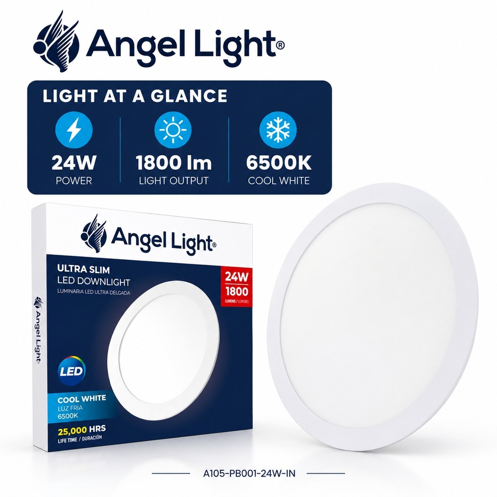 LED round recessed panel light 293mm 24w 6400k