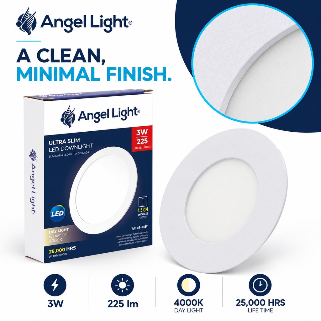 LED round recessed panel light 82mm 3w 4000K white