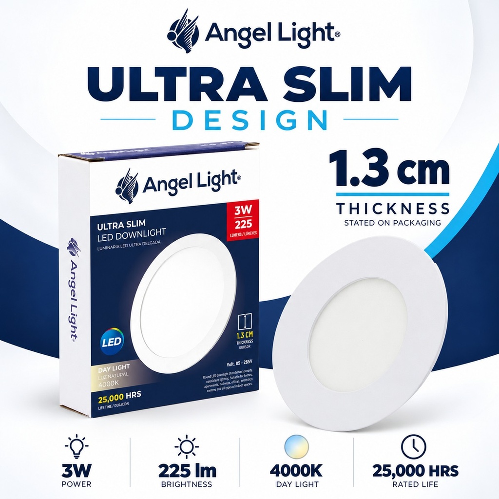 LED round recessed panel light 82mm 3w 4000K white