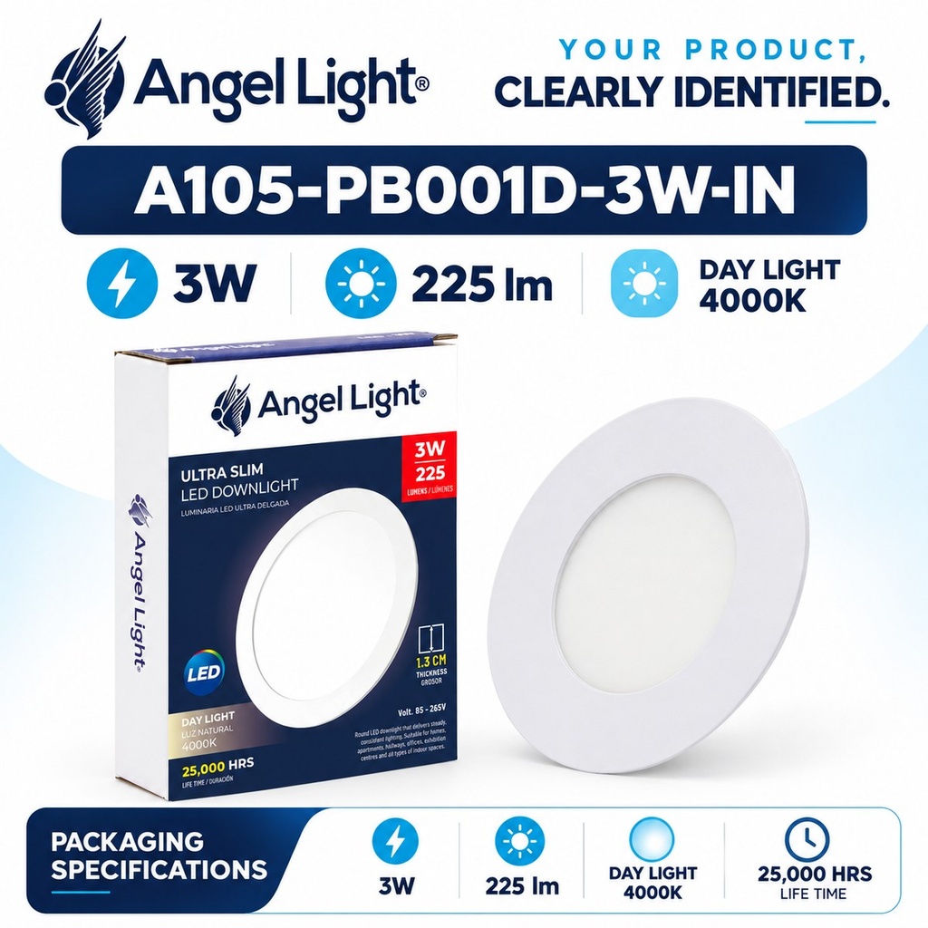 LED round recessed panel light 82mm 3w 4000K white