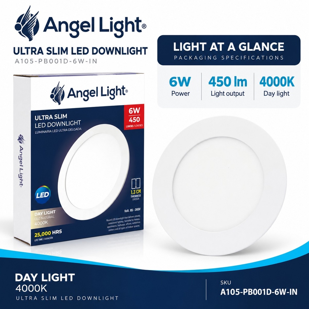 LED round recessed panel light 118mm 6w 4000K white