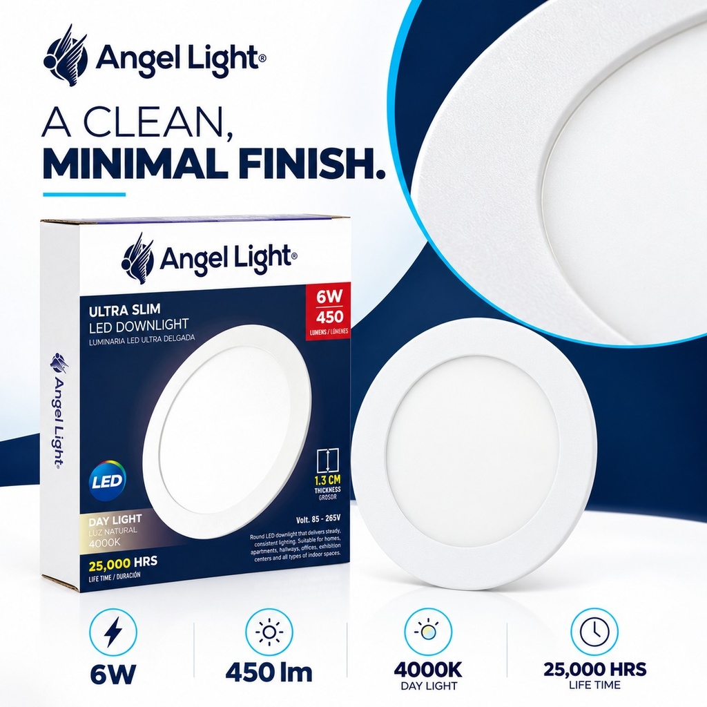 LED round recessed panel light 118mm 6w 4000K white