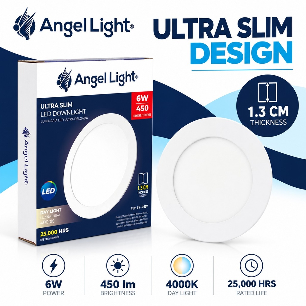 LED round recessed panel light 118mm 6w 4000K white
