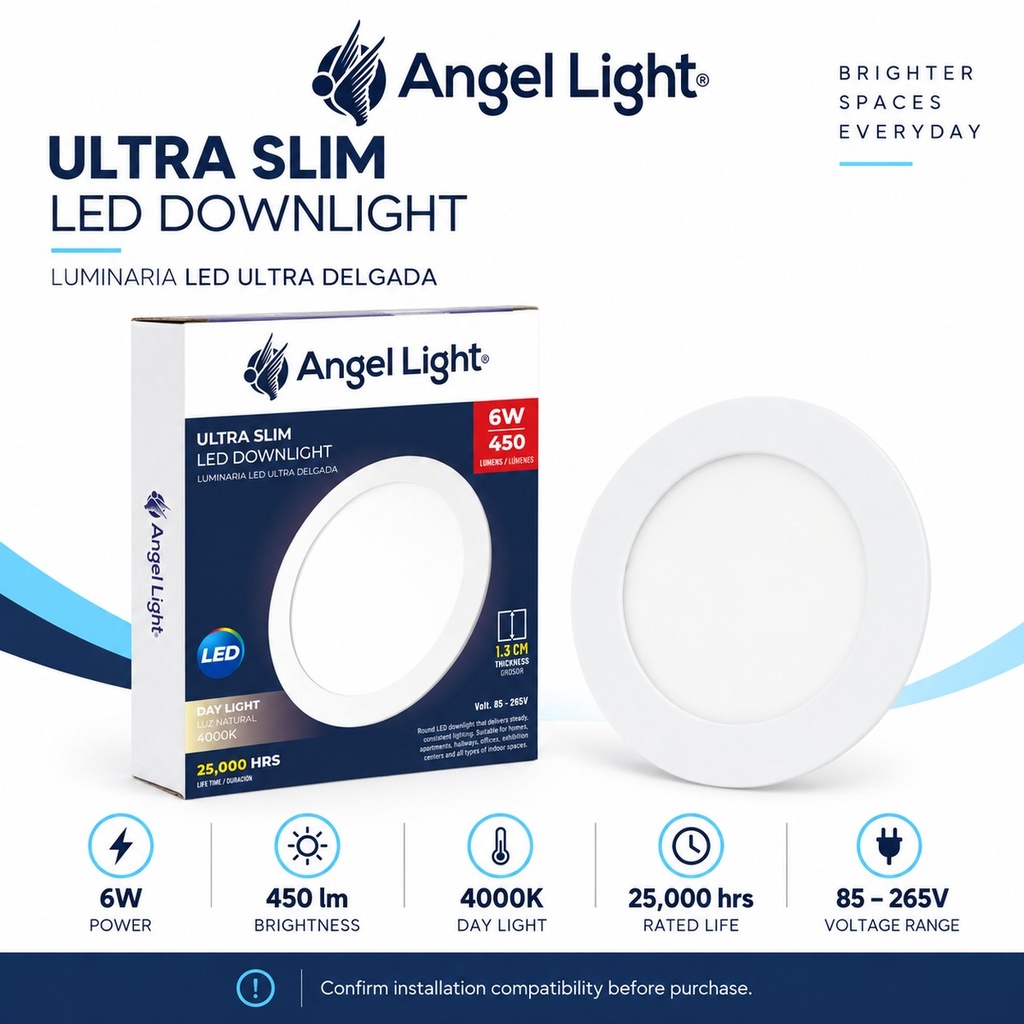 LED round recessed panel light 118mm 6w 4000K white