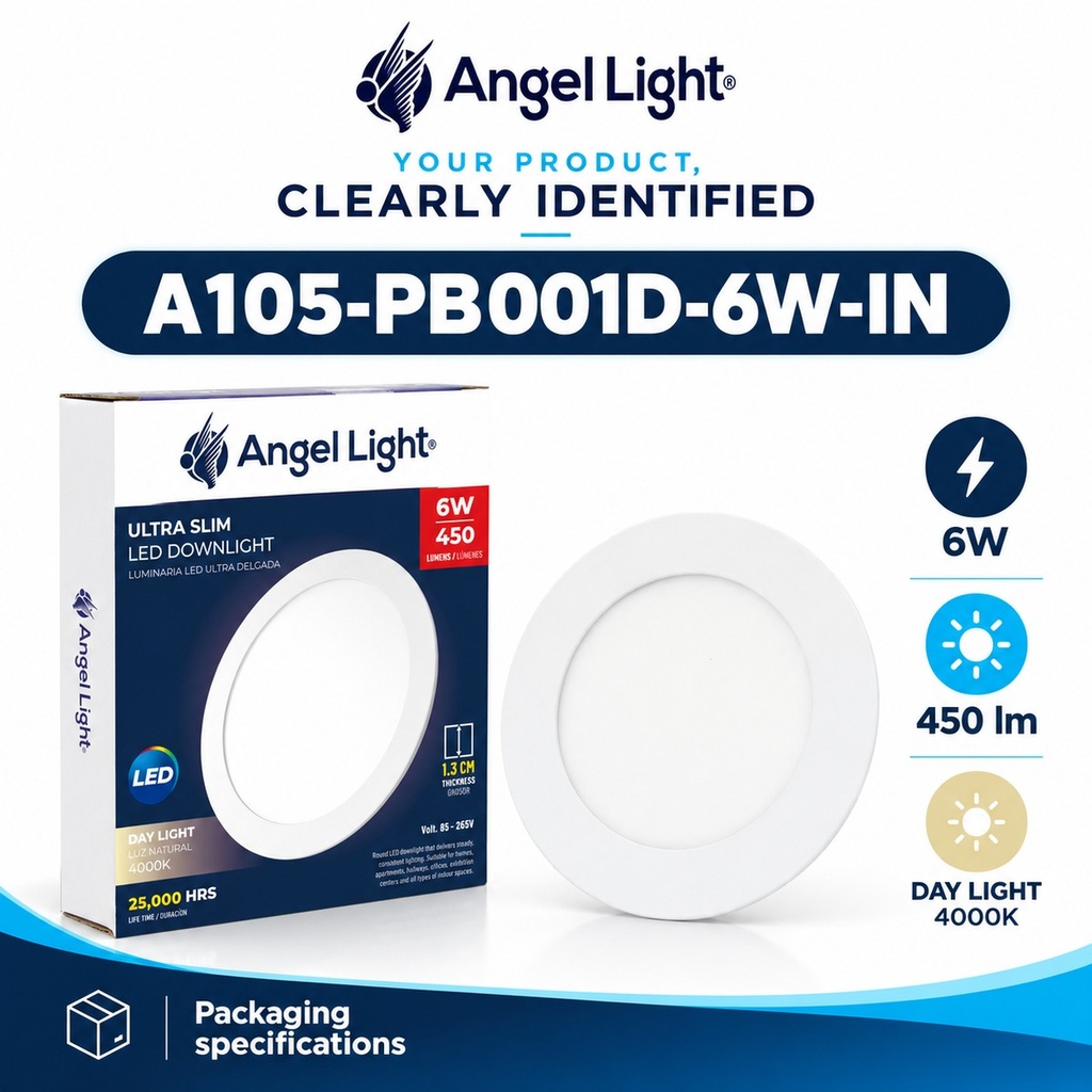 LED round recessed panel light 118mm 6w 4000K white