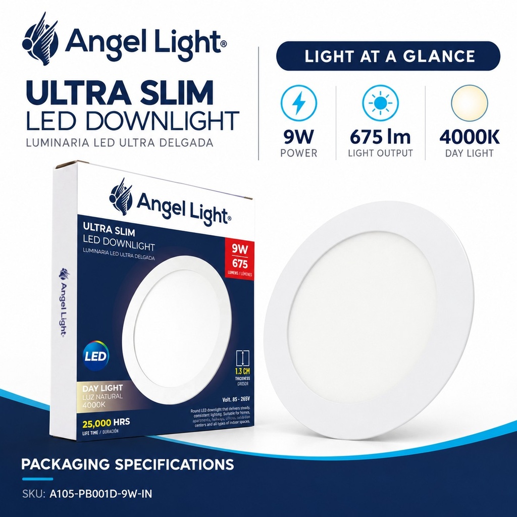LED round recessed panel light 146mm 9w 4000K white