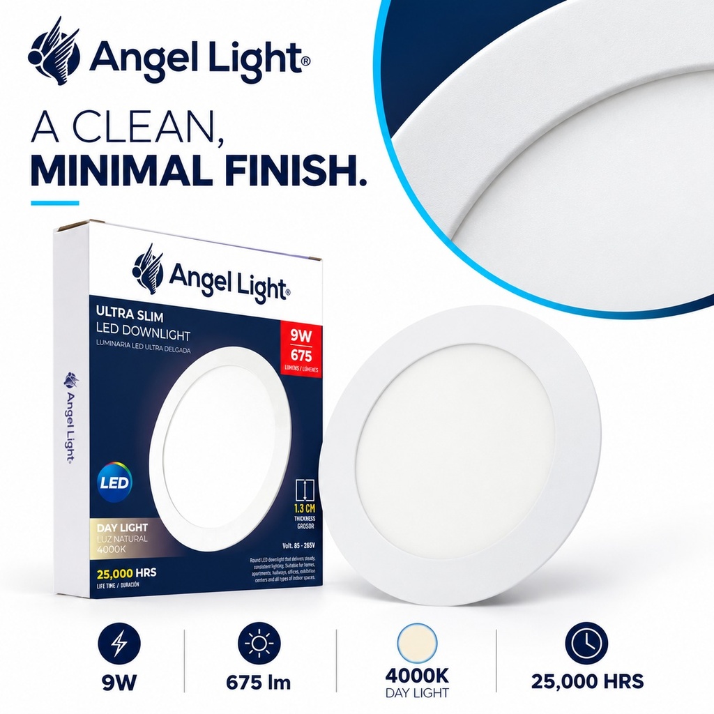 LED round recessed panel light 146mm 9w 4000K white