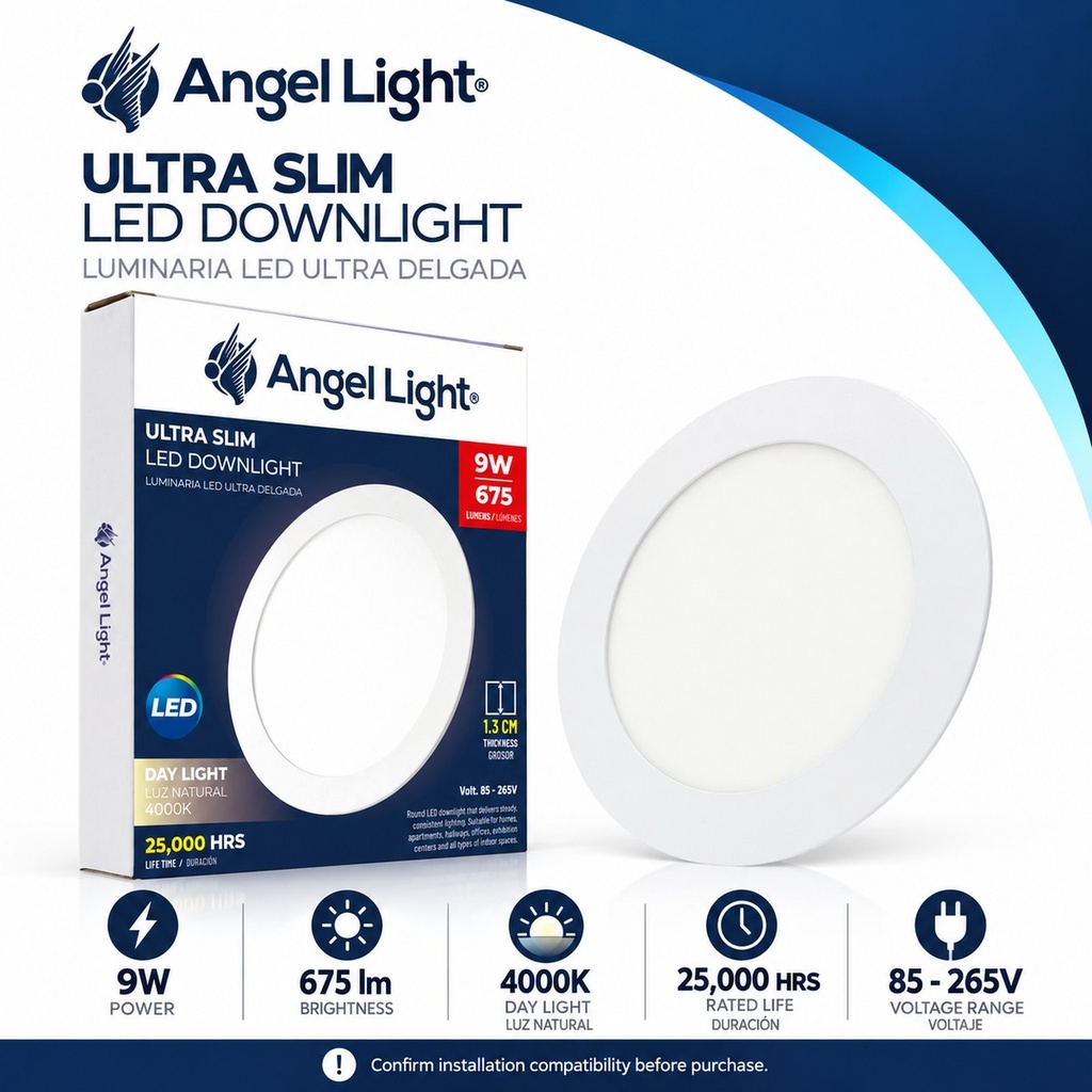 LED round recessed panel light 146mm 9w 4000K white