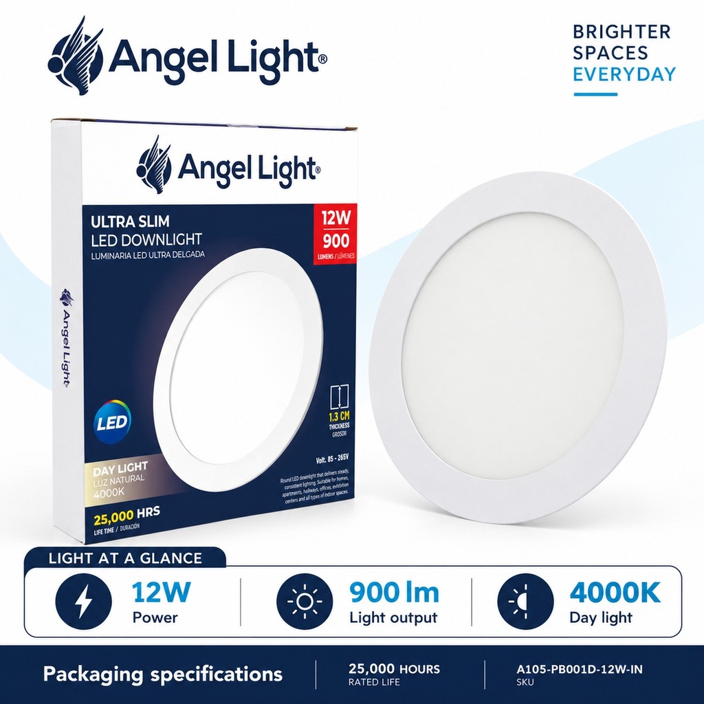 LED round recessed panel light 168mm 12W 4000K white