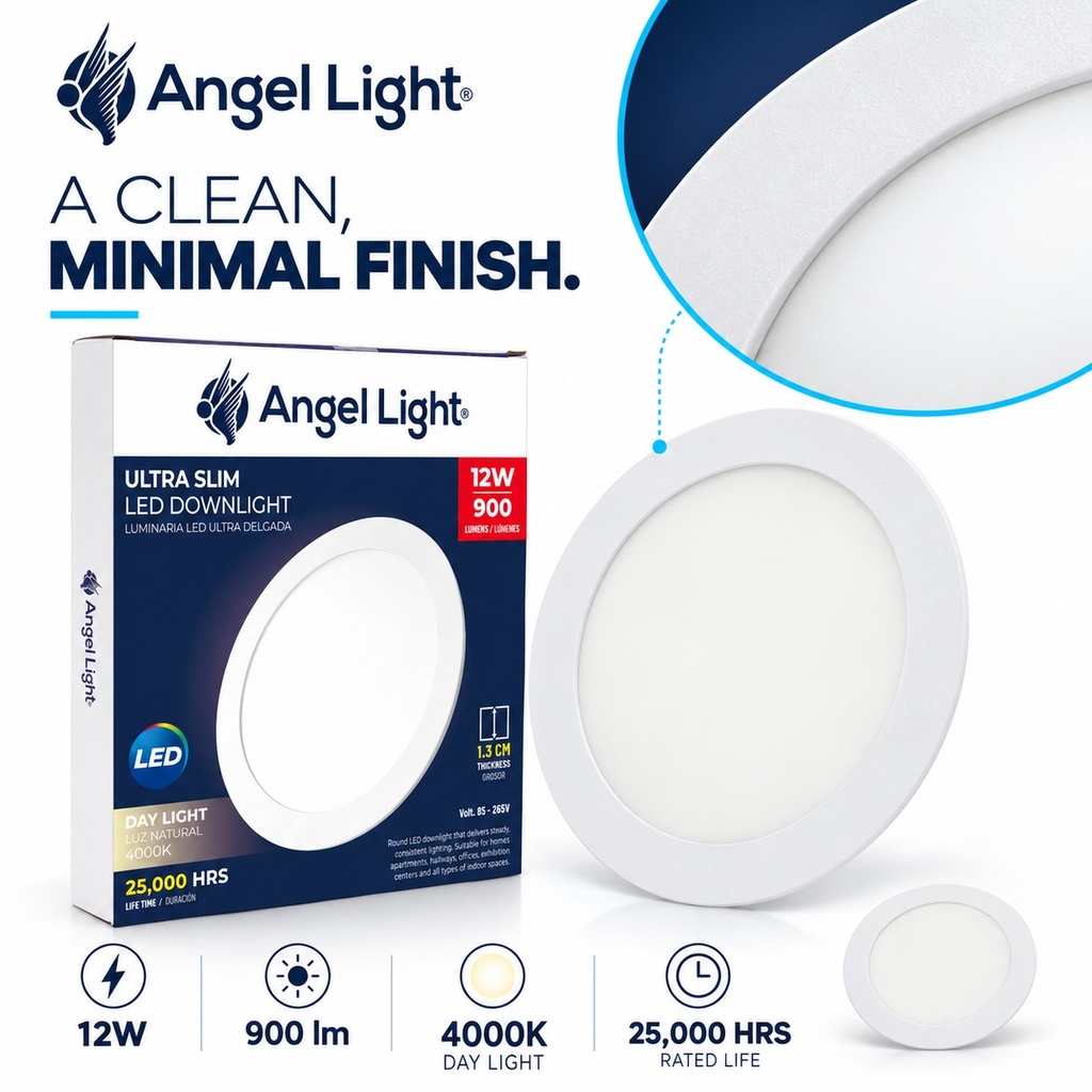 LED round recessed panel light 168mm 12W 4000K white