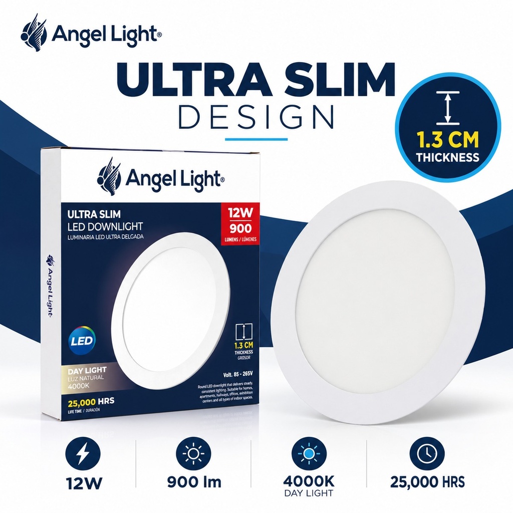 LED round recessed panel light 168mm 12W 4000K white