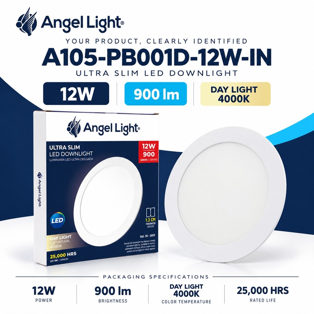 LED round recessed panel light 168mm 12W 4000K white