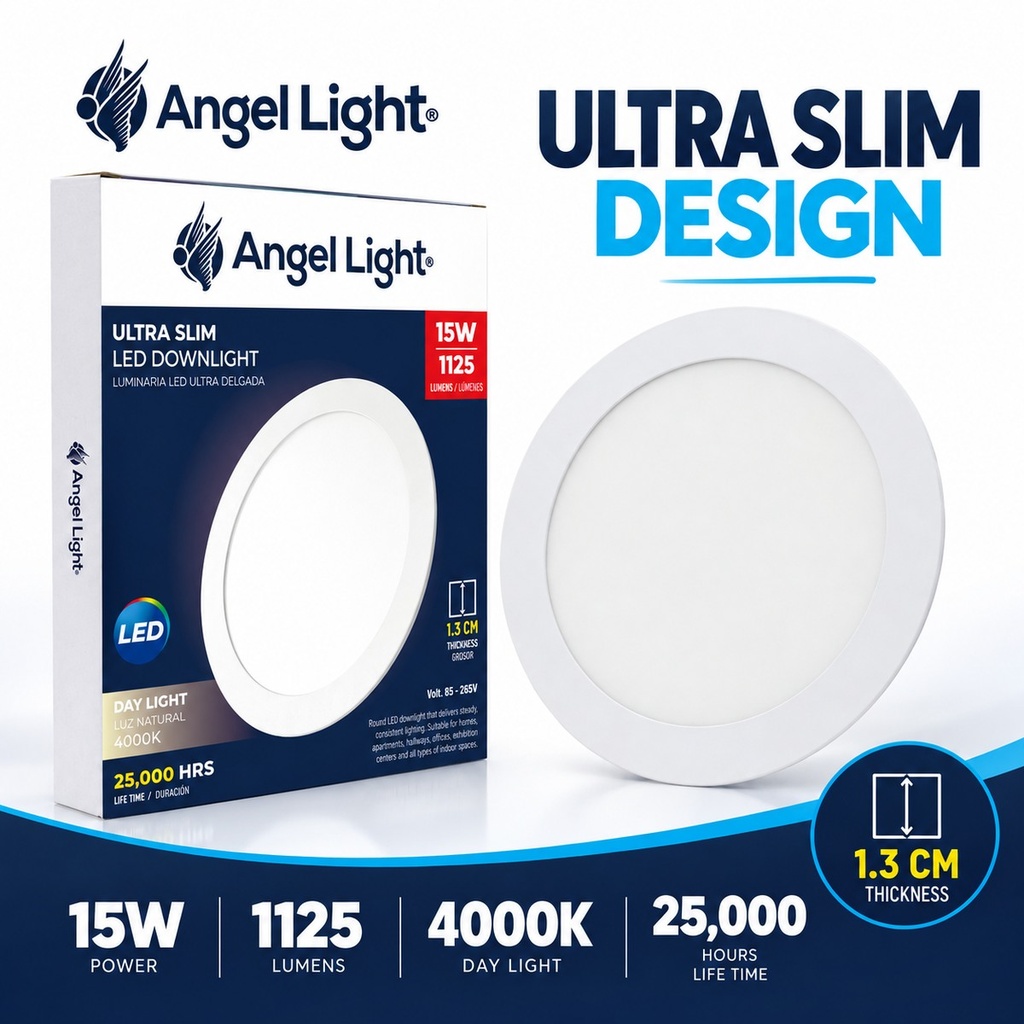 LED round recessed panel light 188mm 15w 4000K white